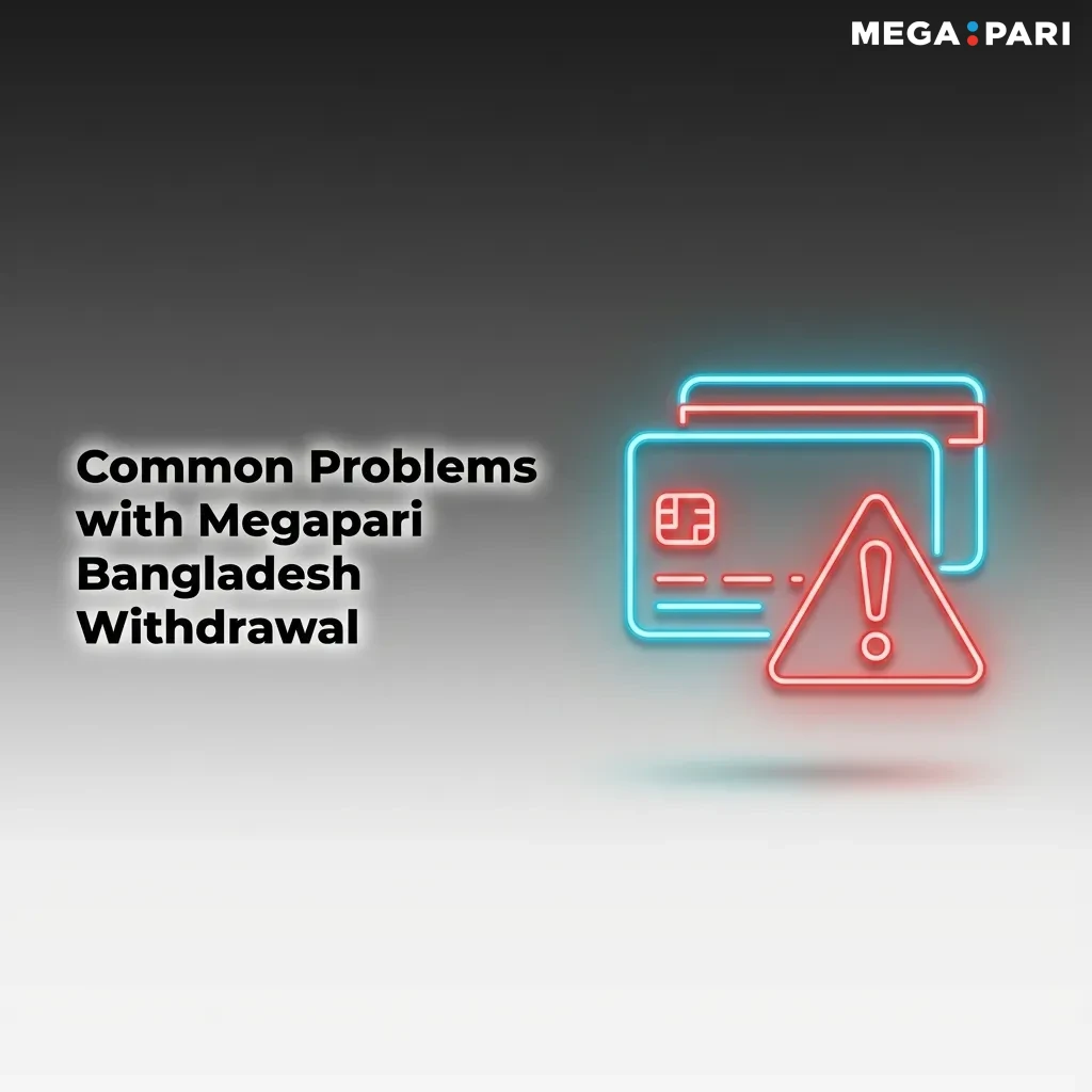 Illustration of common Megapari Bangladesh withdrawal issues with icons and brief fix tips in a checklist layout