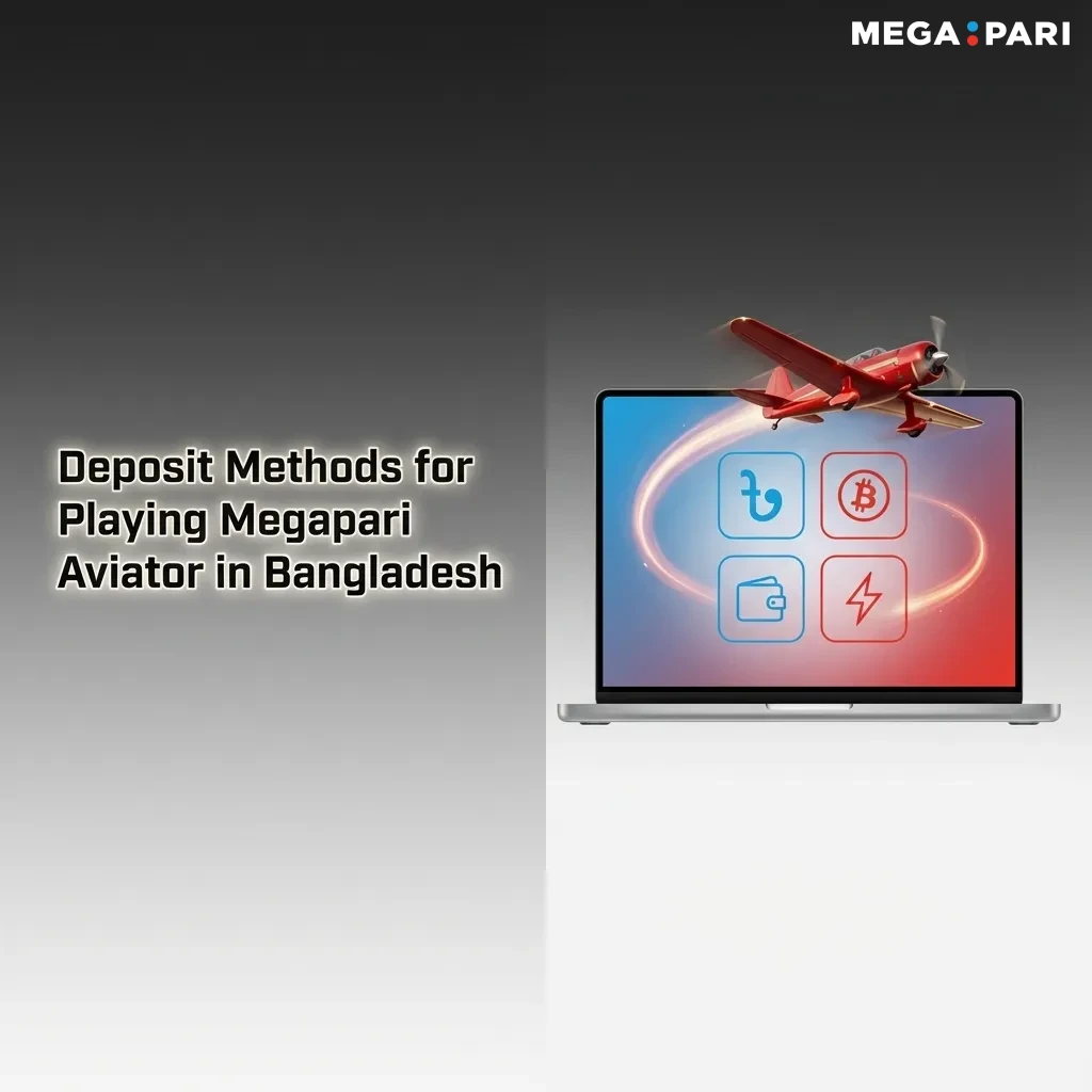 Infographic showing Megapari Aviator Bangladesh deposit methods: cards, bKash, Nagad, Rocket, bank, e-wallets, crypto.