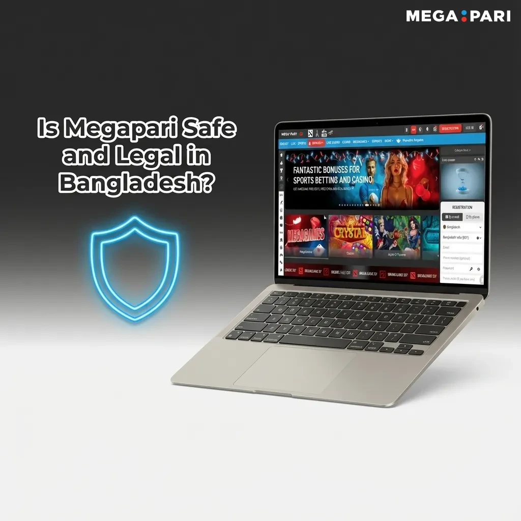 Infographic asking if Megapari is safe in Bangladesh, citing Curaçao license, encryption, and responsible gambling tools