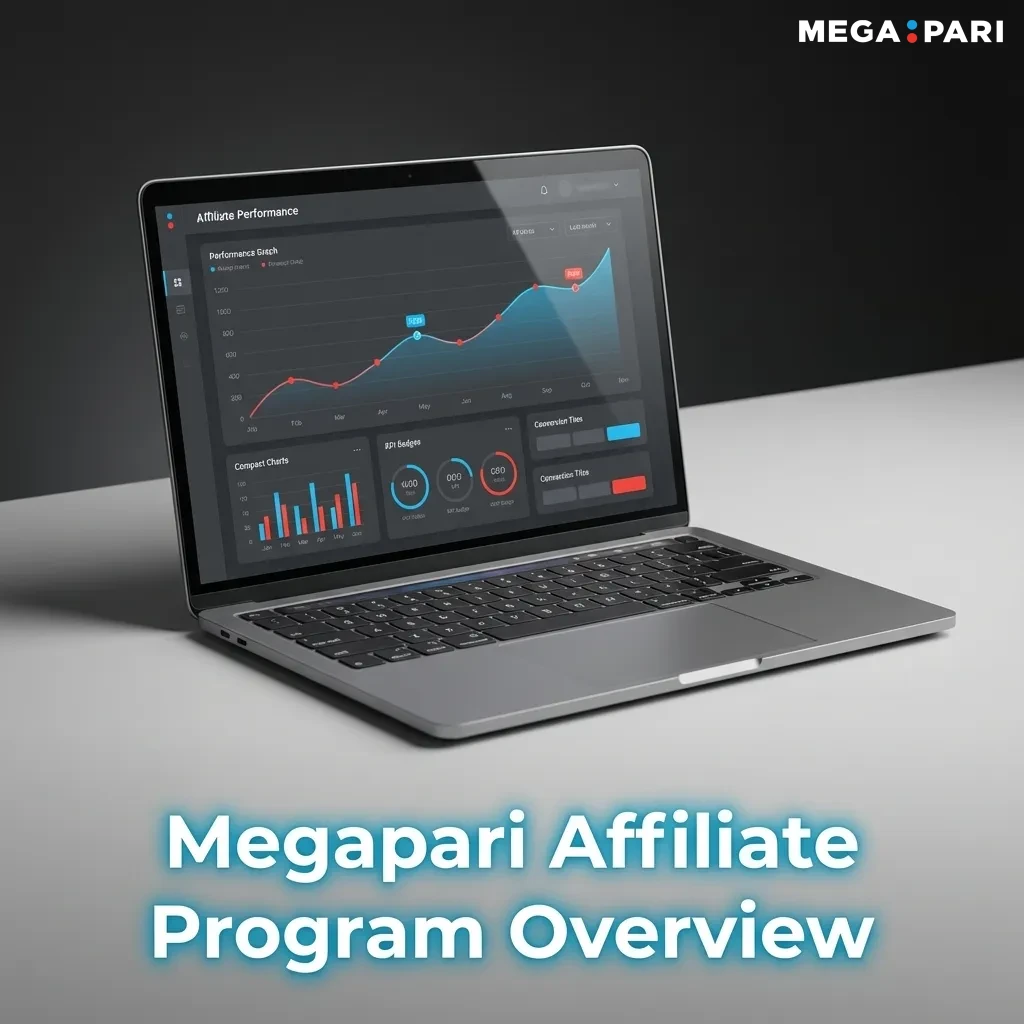 Megapari affiliate program dashboard with charts, tracking links, and marketing banners targeting Bangladesh bettors