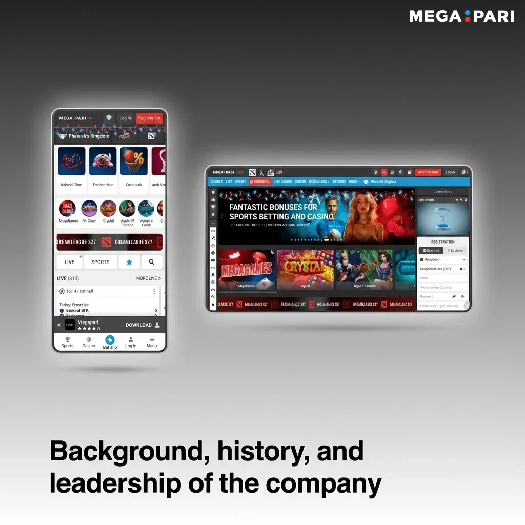 Infographic on Megapari’s 2019 launch, licensing, distributed leadership, global offices, and player-focused promotions