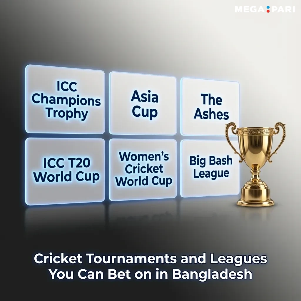 Cricket betting site interface showing Bangladesh user placing bets on international and local tournaments and T20 leagues