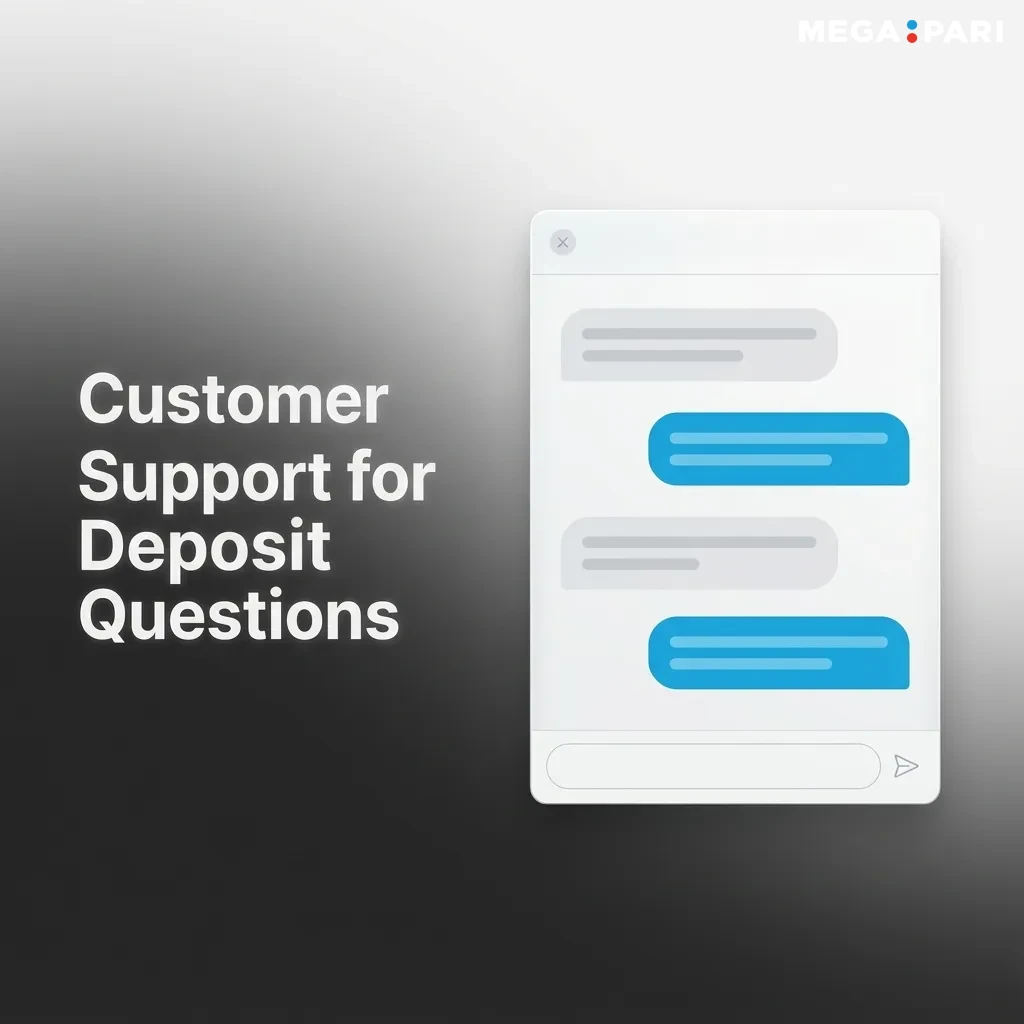 Customer contacting Megapari support via chat, email, phone, and form to resolve issues with online deposit transactions