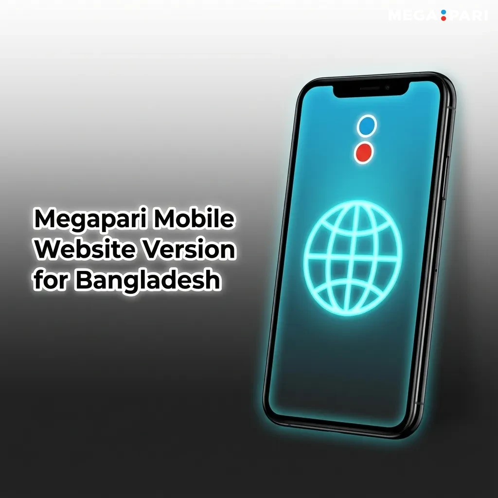 Bangladeshi user browsing Megapari mobile site on a smartphone, showing sports betting, casino games, and payment options