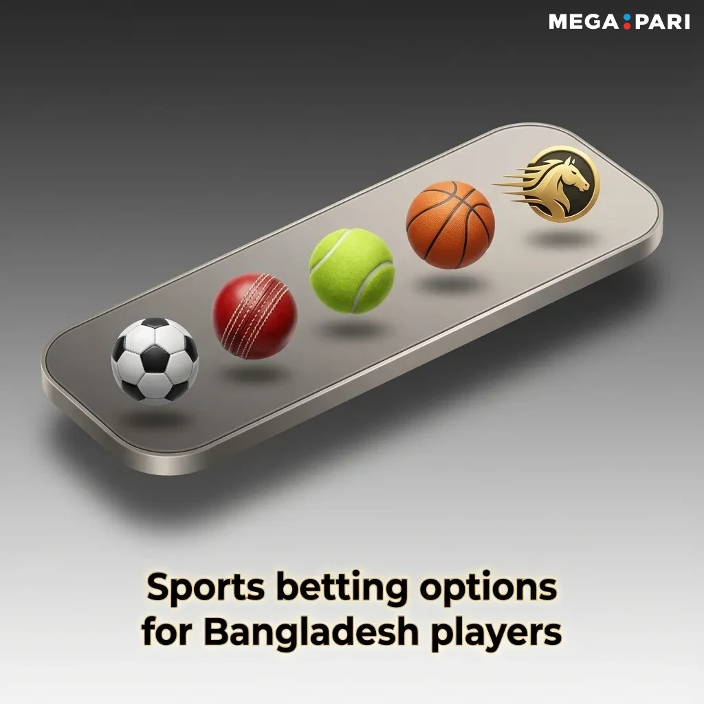 Bangladeshi bettor browsing an online sportsbook with cricket, football, kabaddi, eSports and other live betting options displayed