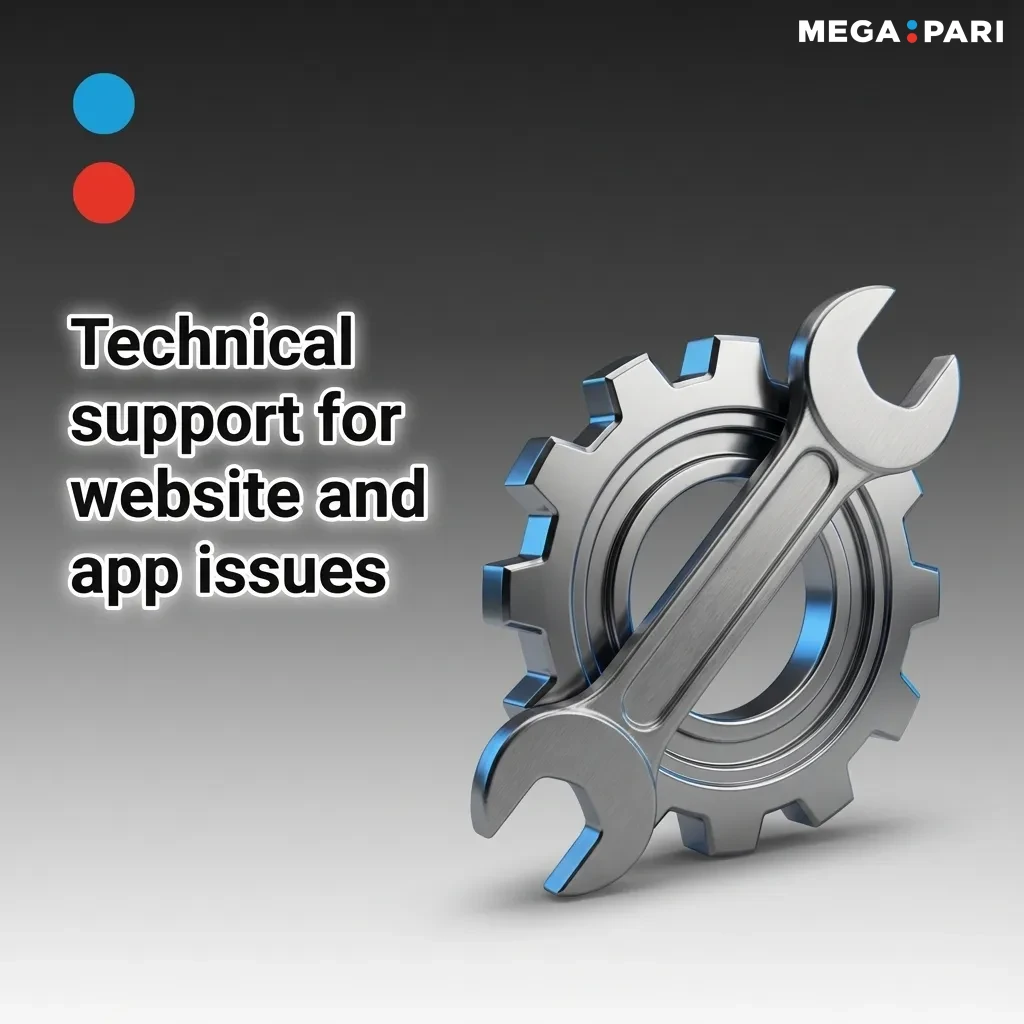 Illustration of Megapari user contacting technical support via chat and email for website and mobile app technical issues