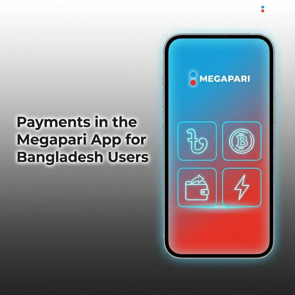 Bangladeshi user viewing Megapari app screen with icons for banks, e-wallets, cards and cryptocurrencies