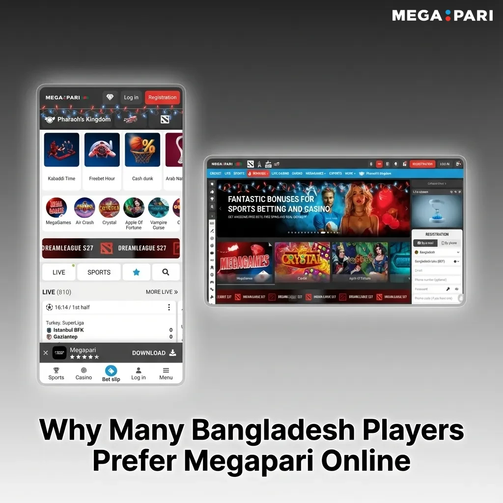 Megapari Bangladesh promo: cricket and football betting, casino games, Bengali interface, BDT, mobile payments, 24/7 support