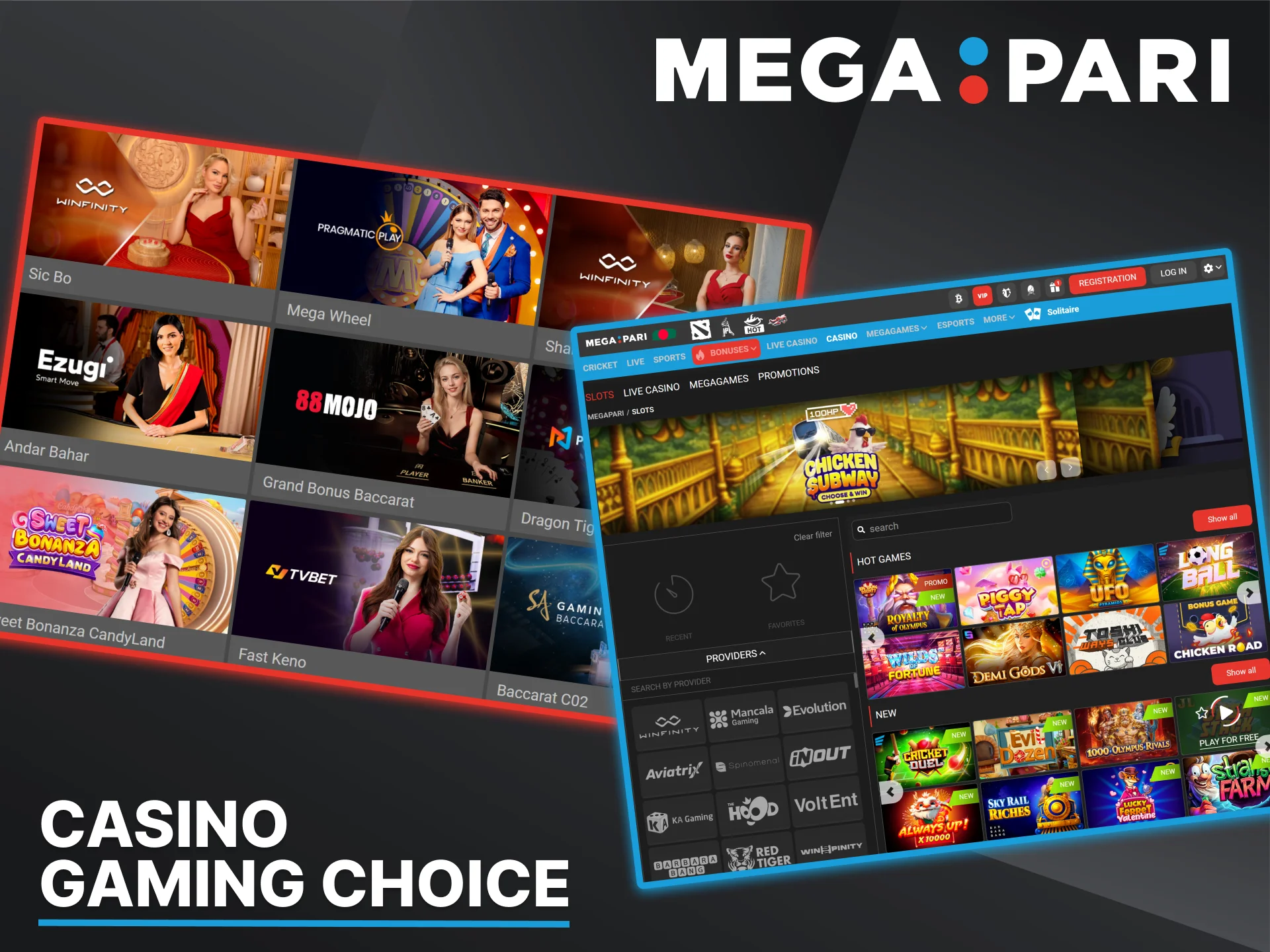 Megapari Casino offers a wide selection of games, including slots and live dealer games.