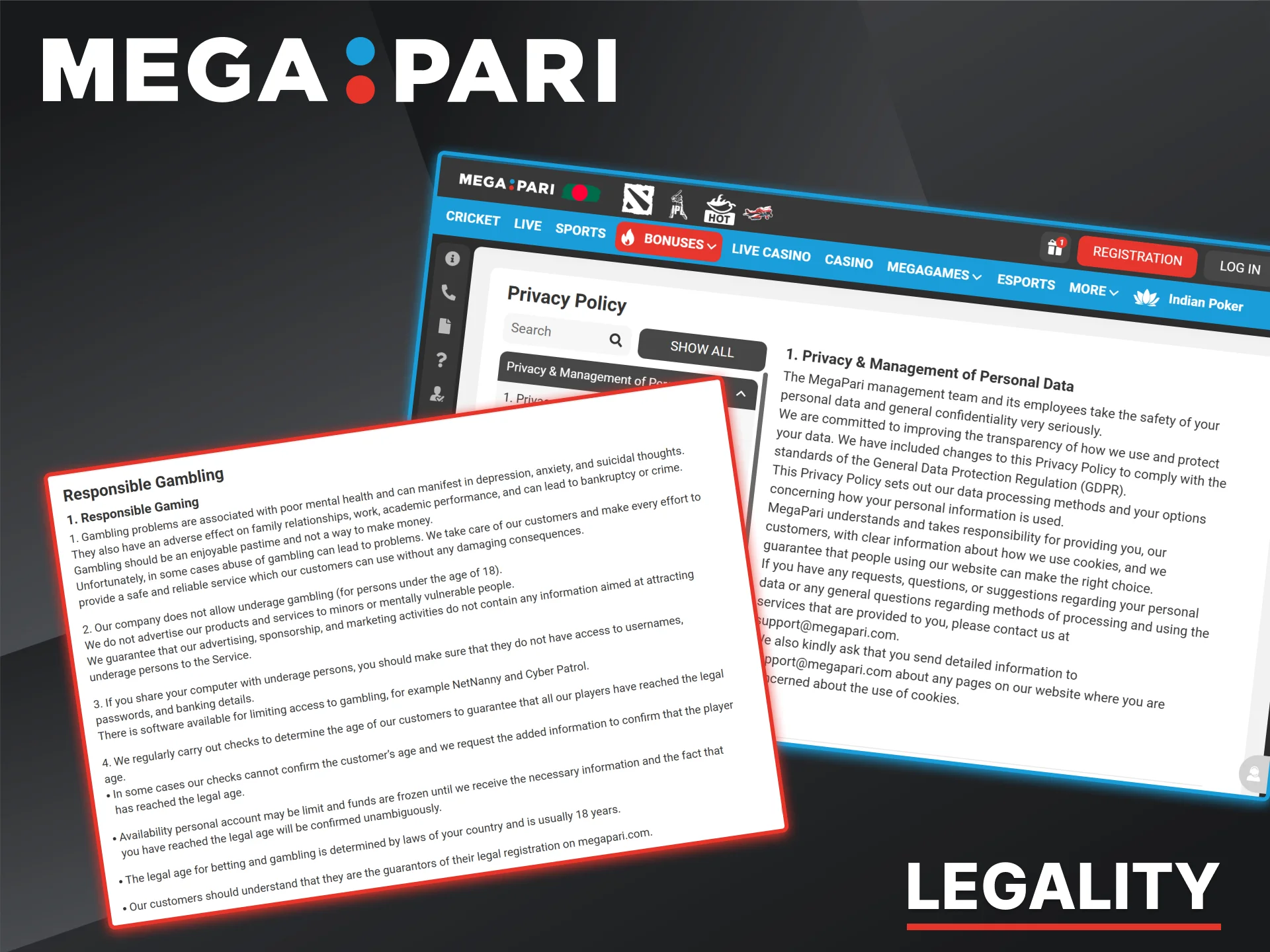 The license and security protocols ensure the safety of the Megapari platform.