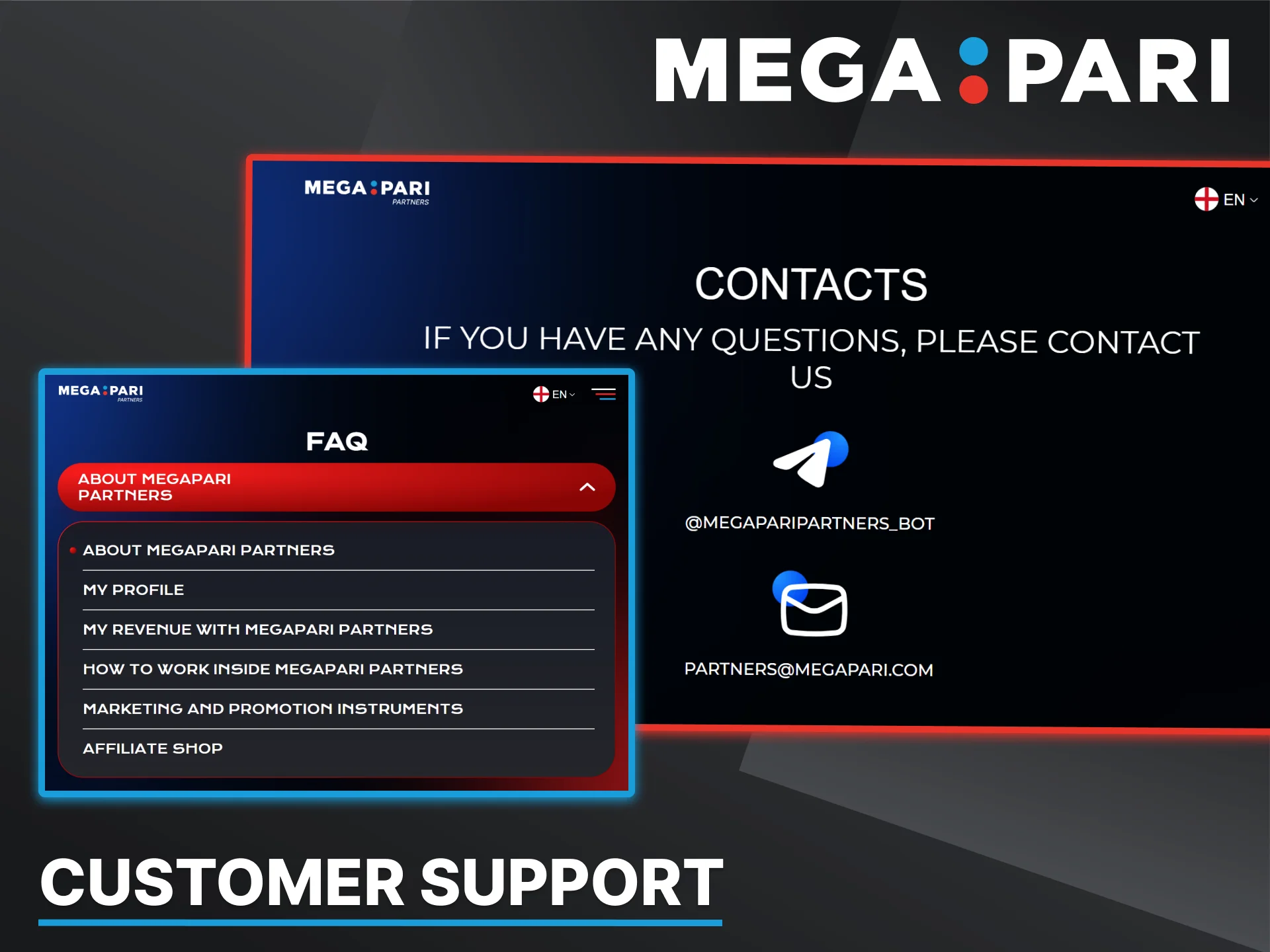 For any questions regarding the Megapari affiliate program, their prompt support team will be happy to assist you.