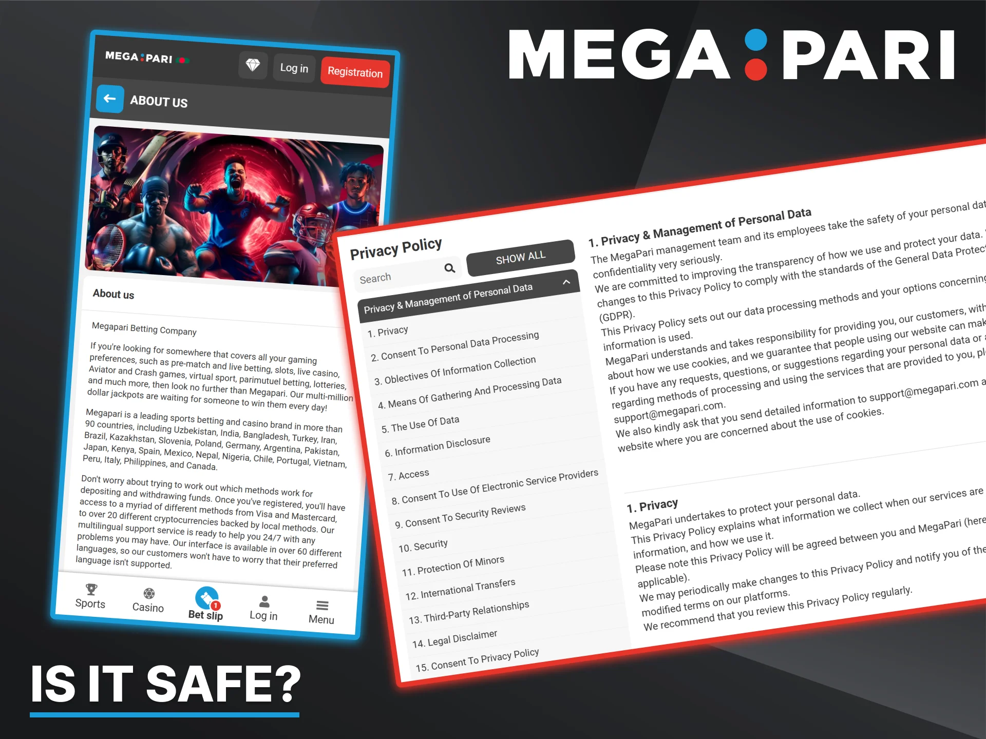 High levels of encryption and official licensing guarantee a secure environment at Megapari.