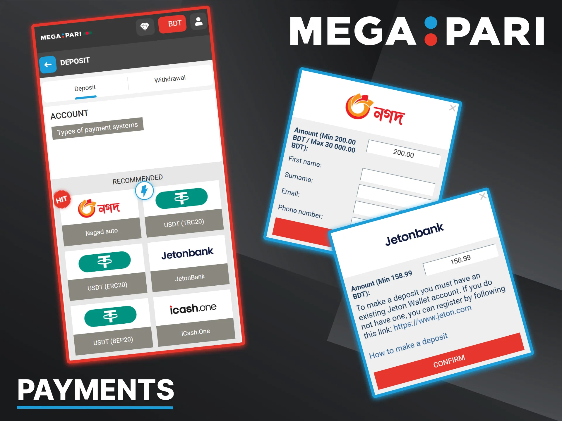 Learn how to deposit and withdraw funds securely using the Megapari mobile app.