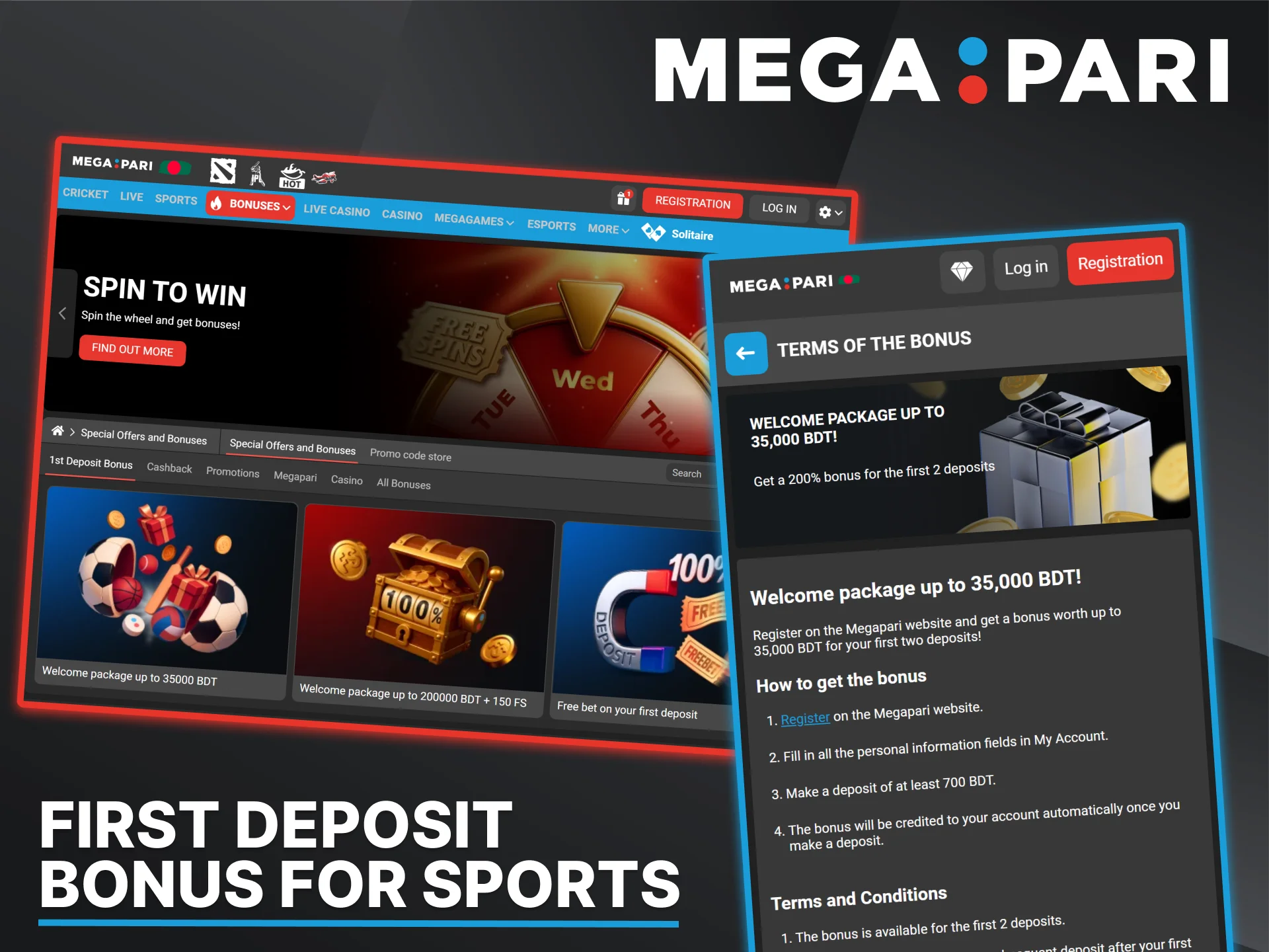 Take advantage of Megapari's welcome bonus and get extra opportunities to get started.