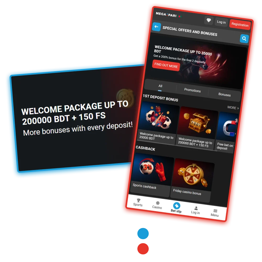 Choose the most advantageous bonus offer on the official Megapari website.