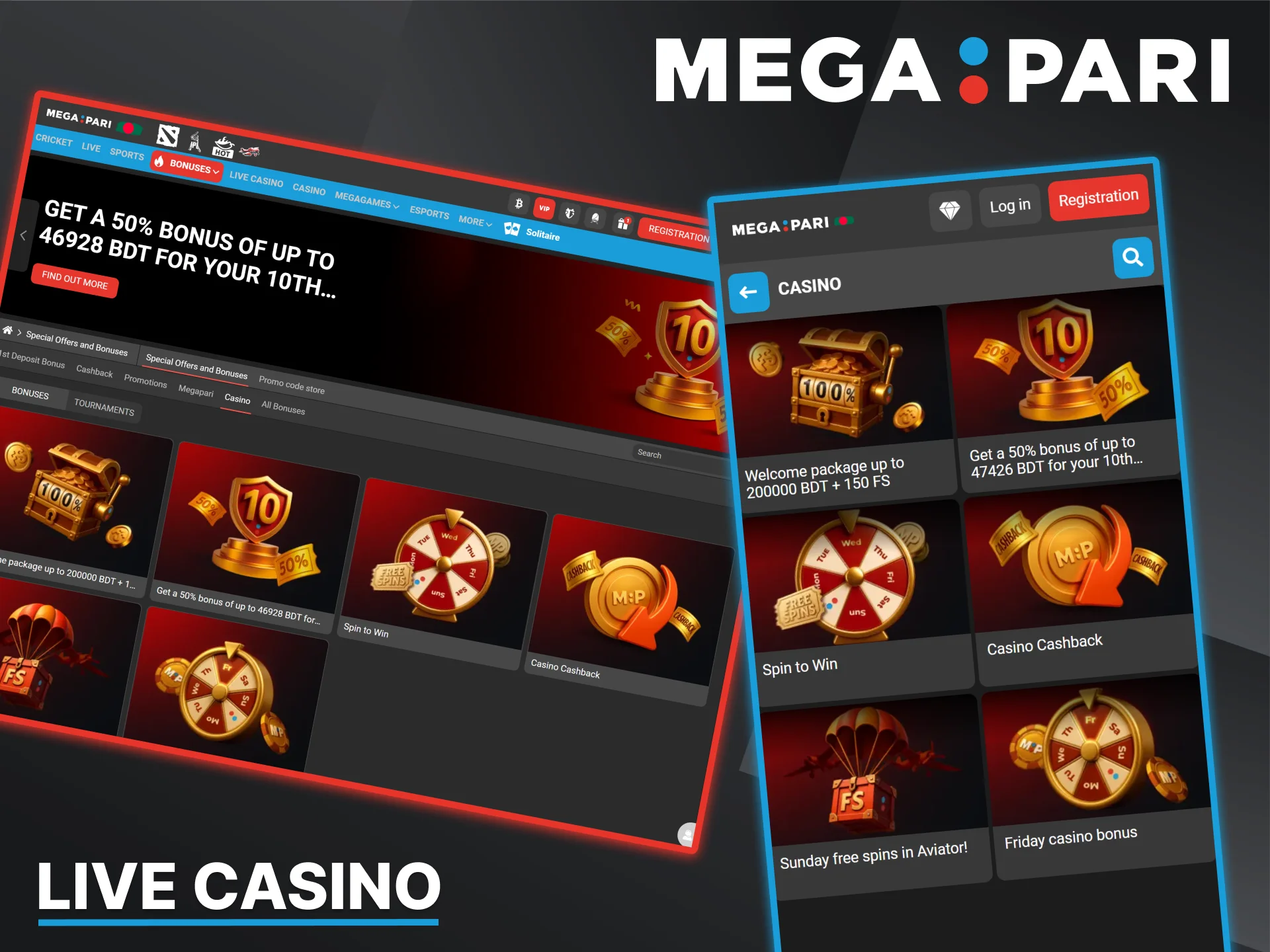 Exclusive promotions and bonuses available specifically for live dealer games at Megapari Casino.