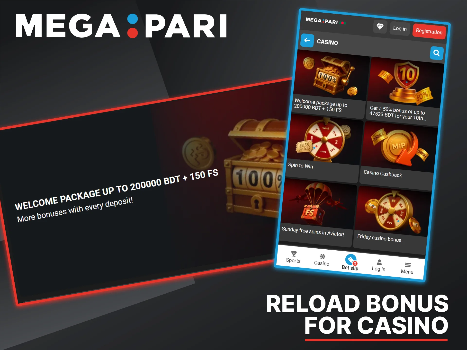 Make a deposit at Megapari Casino and receive bonuses for replenishing your account.