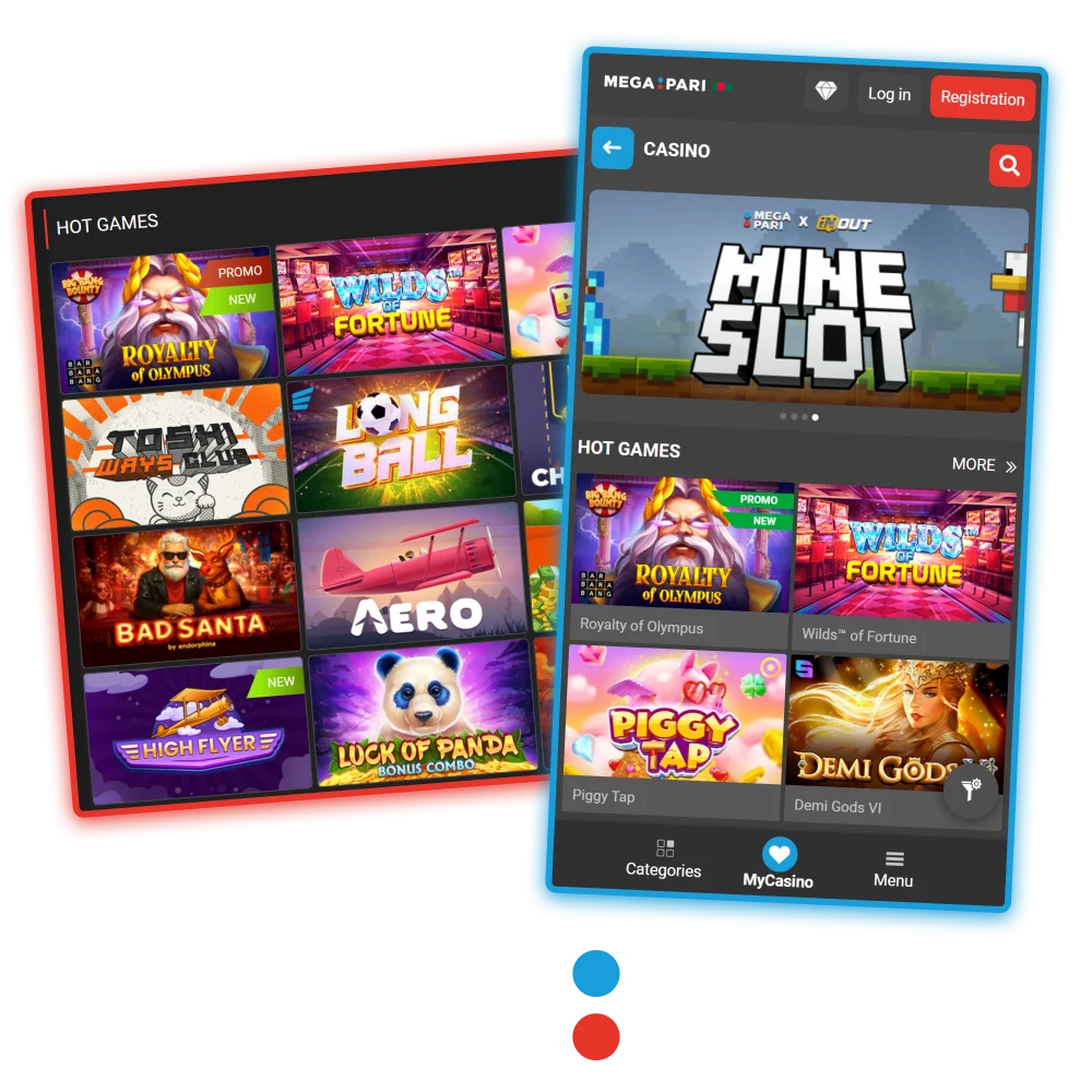 Megapari Casino offers you a wide selection of proven and popular games.