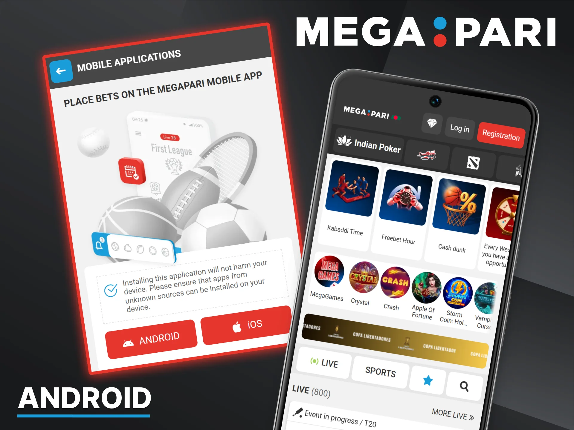 Install the app on your Android to quickly access the Megapari platform.