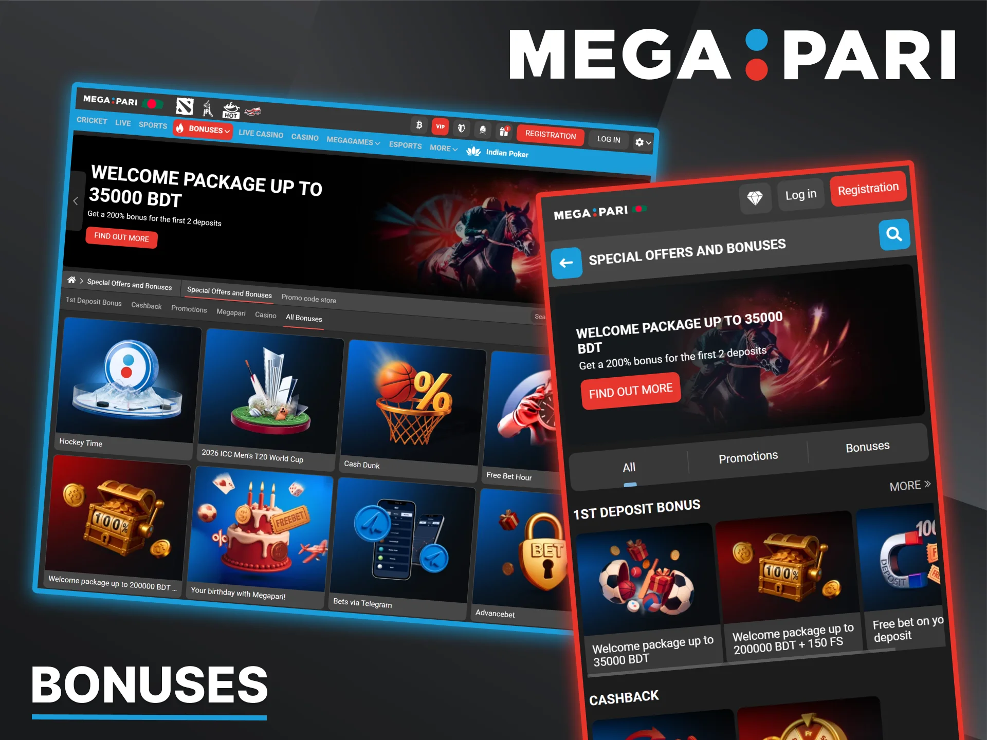 You'll be pleasantly surprised by the wide selection of promotions and bonuses available to Megapari players.