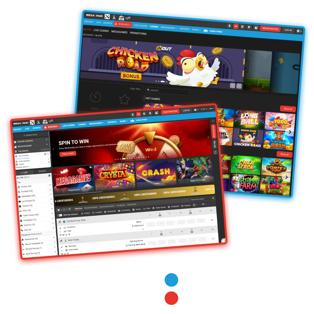 Place your sports bets and play your favorite casino games at Megapari.