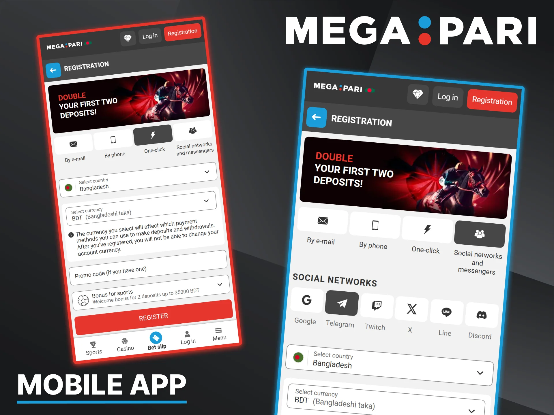 New users can easily create a profile on the Megapari bookmaker mobile application.