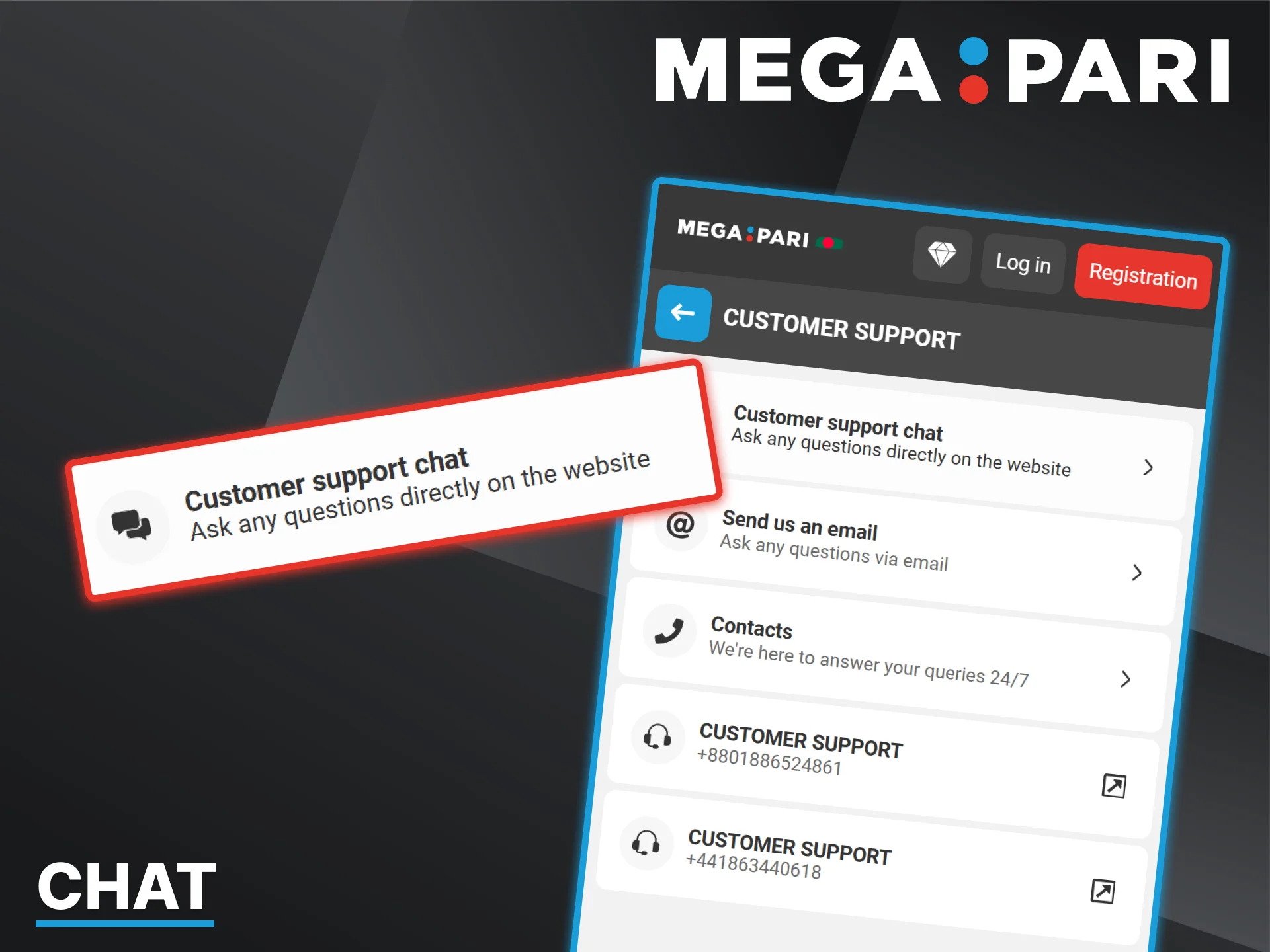 Get in touch instantly for real-time assistance via Megapari's live chat.
